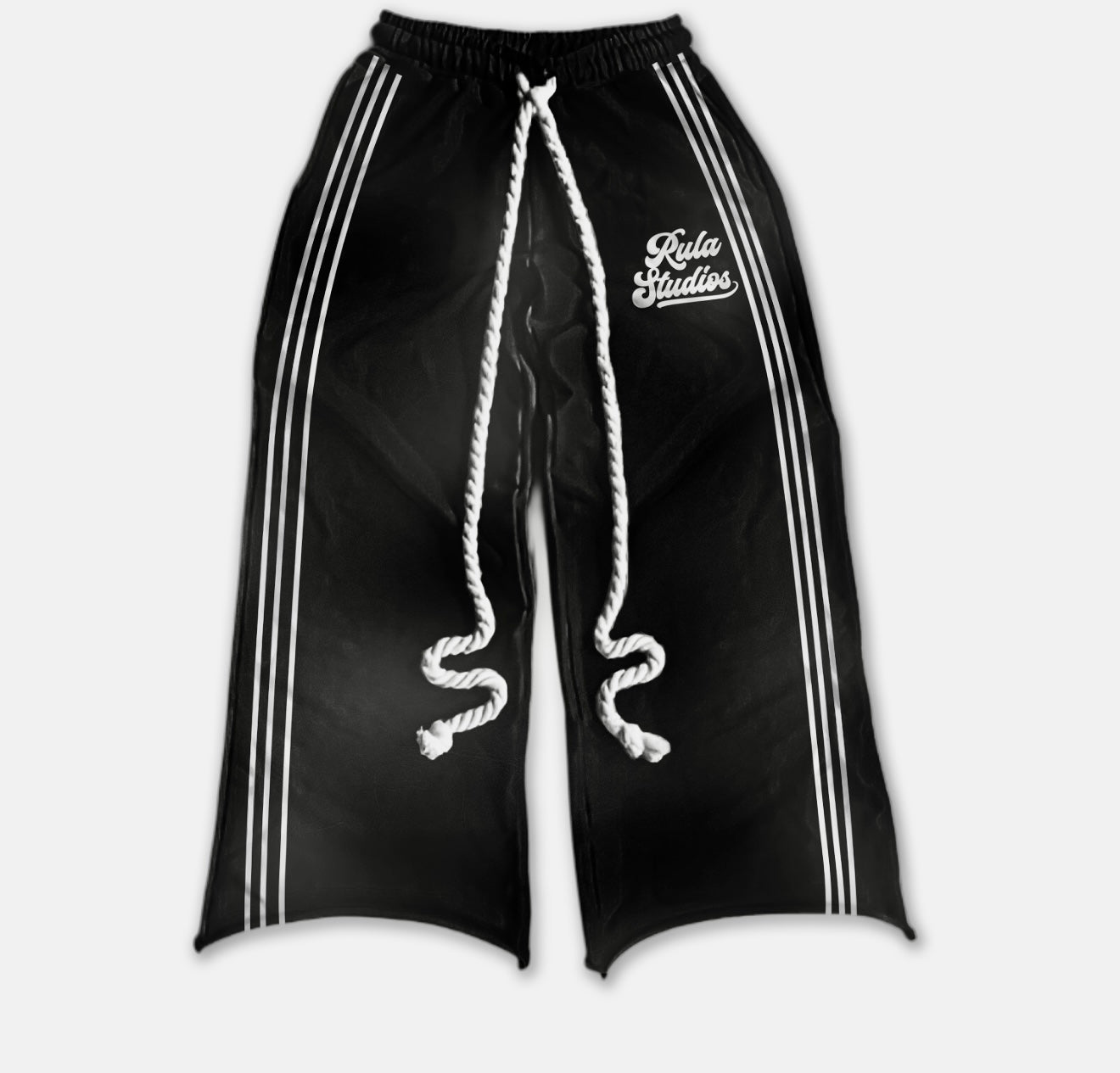 Rula Studios Black Track Pants with Stripes