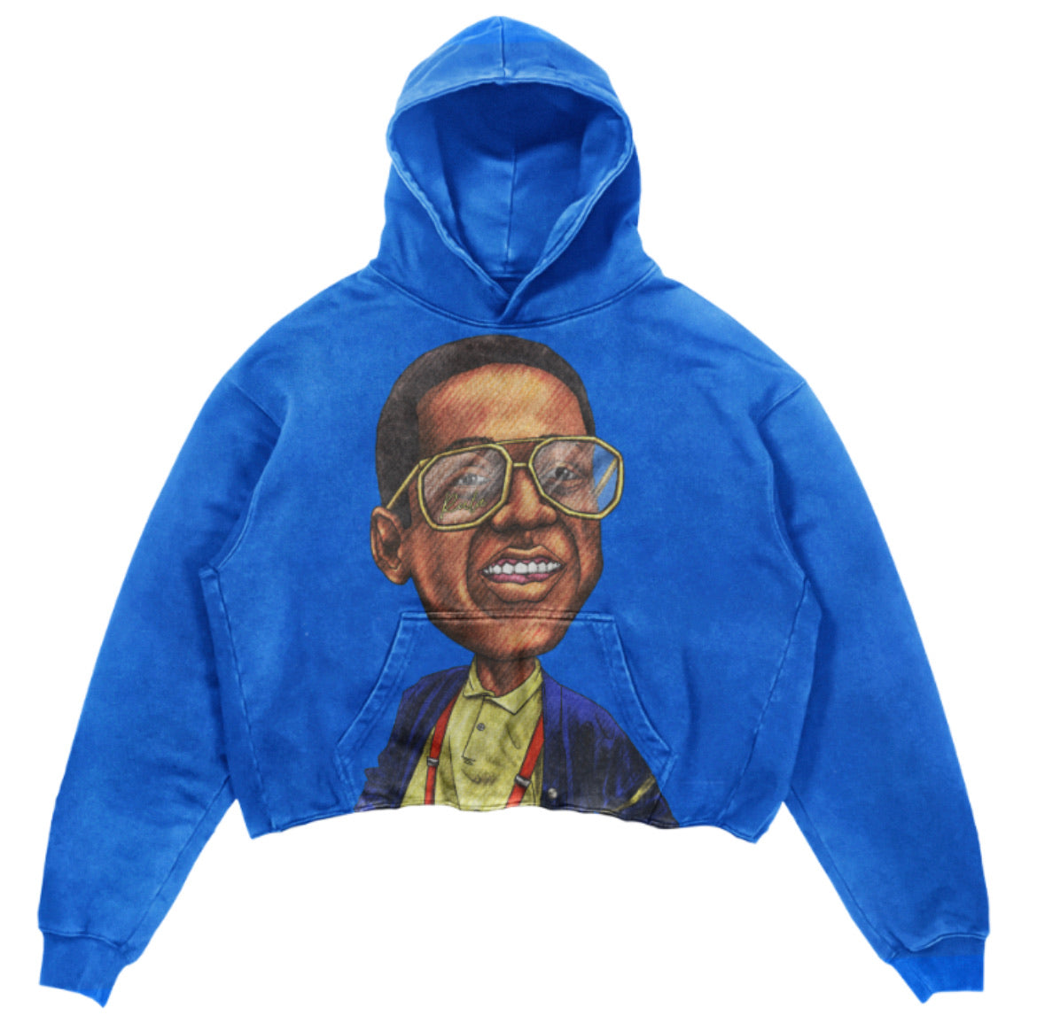 Retro Blue Hoodie Featuring Cartoon Character