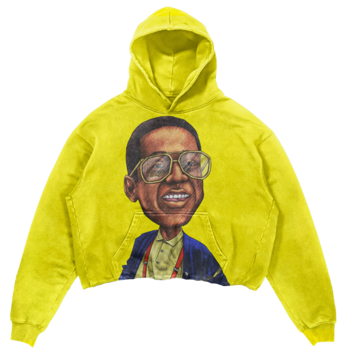 Vintage Cartoon Hoodie - Neon Yellow with Nostalgic Print